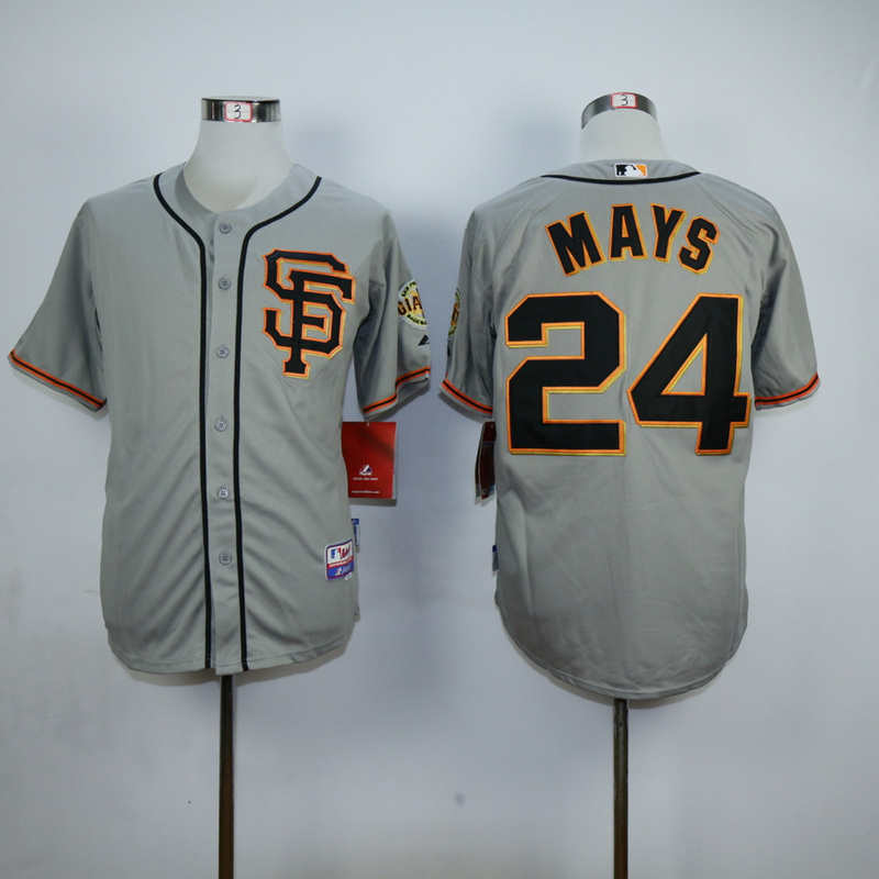 Men San Francisco Giants #24 Mays Grey SF MLB Jerseys